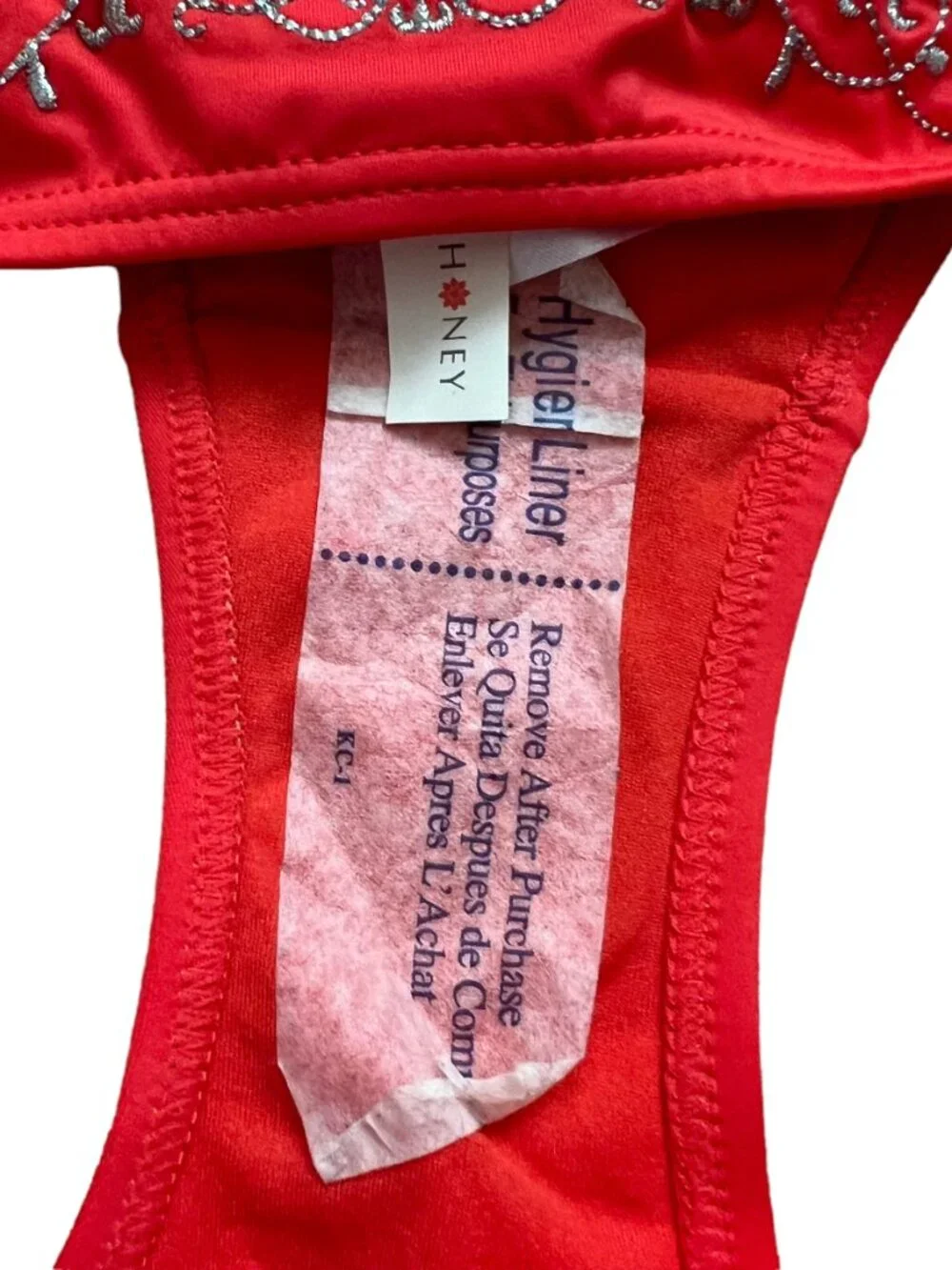 Hula Honey swimsuit bottoms red orange heart embroidery Medium bikini swim